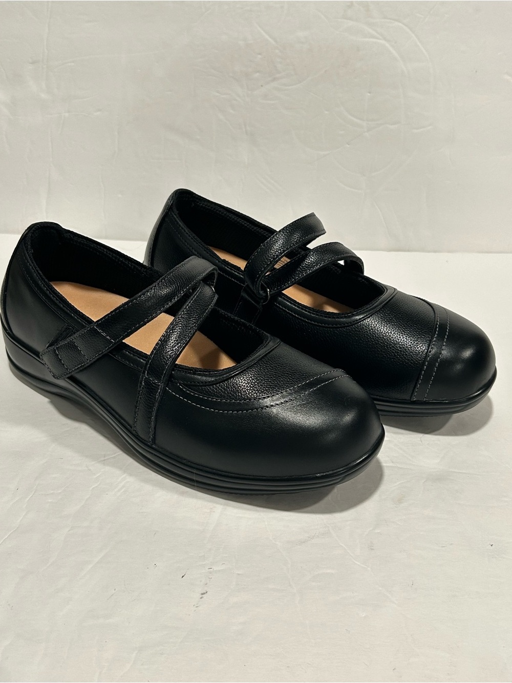 ORTHOFEET Celina Black Leather Mary Jane Shoes Women Orthotic Size 9 X-Wide